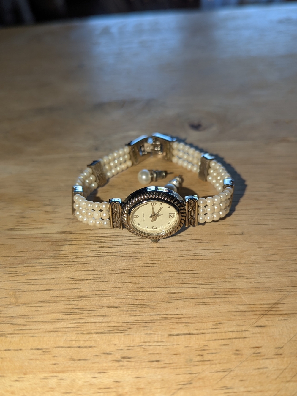 Pearl Beaded Ladies Watch - Ivory